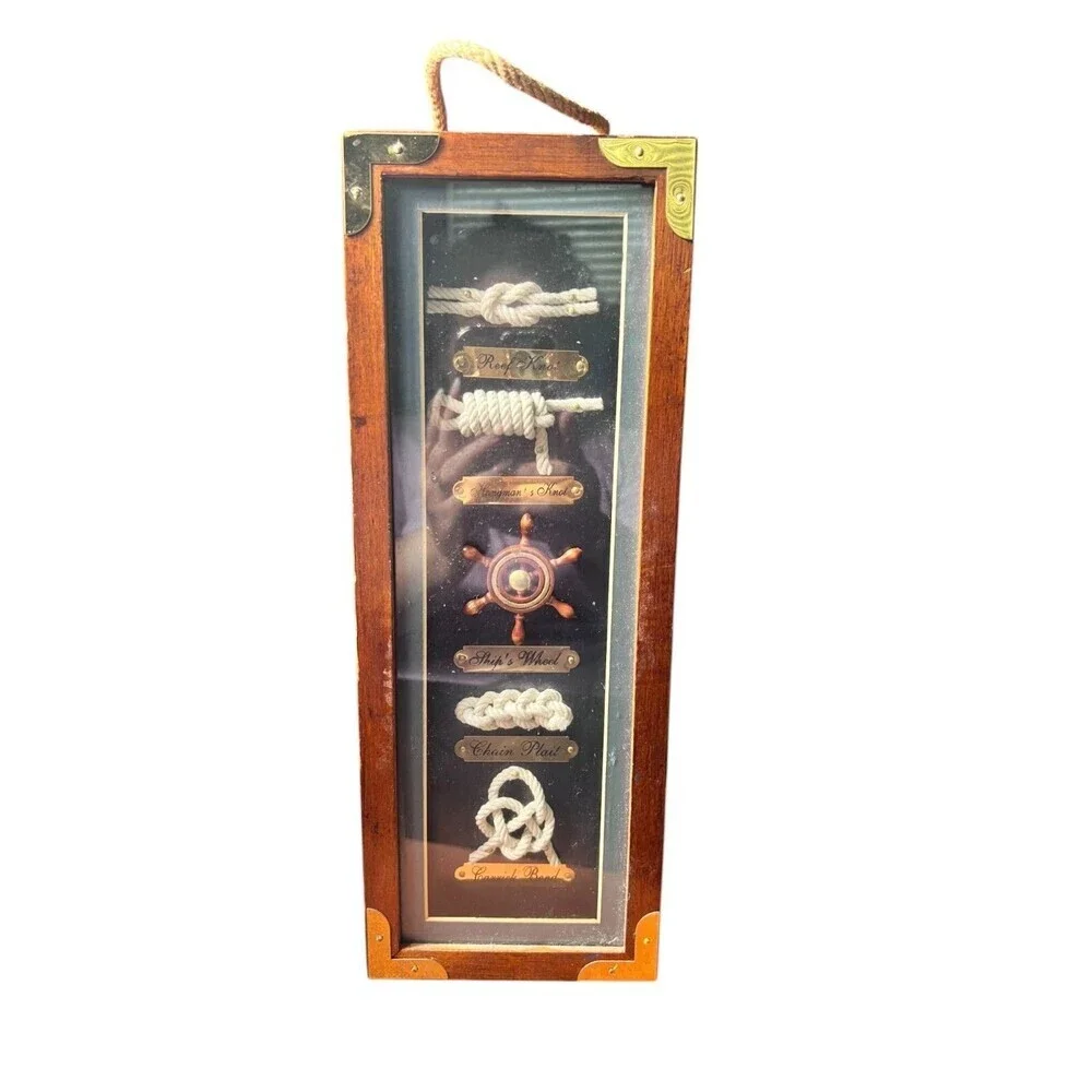 Wooden Nautical Knot Display Box – Maritime Rope Chest, Wine or Trinket Storage